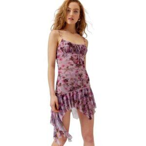 Urban Outfitters Pink Rosebud Mesh Mini Dress Size M